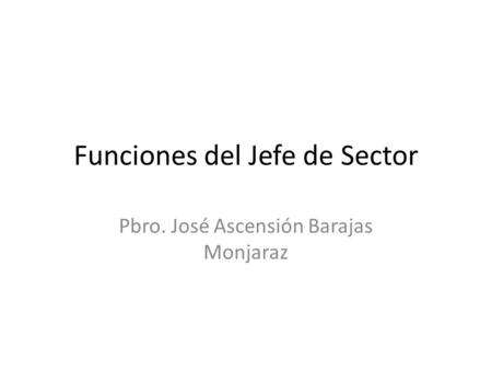 Funciones del Jefe de Sector Pbro. José Ascensión Barajas Monjaraz.