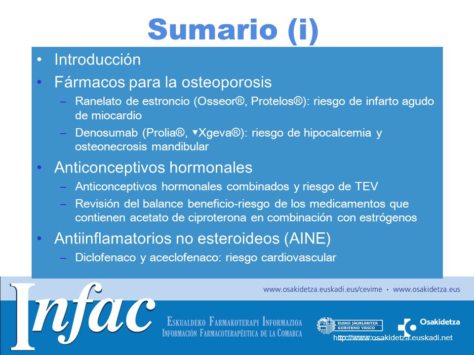 Sumario (i) Introducción Fármacos para la osteoporosis Sumario (i) Introducción Fármacos para la osteoporosis