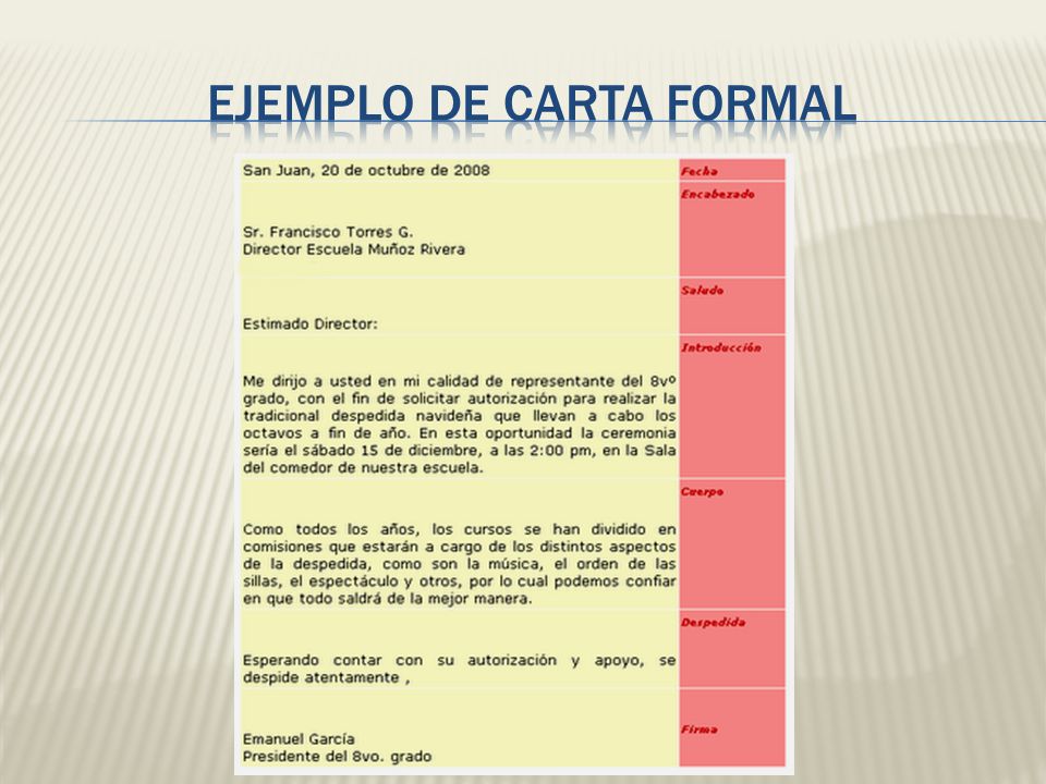 formato de carta formal