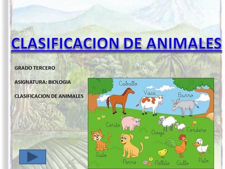 GRADO TERCERO ASIGNATURA: BIOLOGIA CLASIFICACION DE ANIMALES.