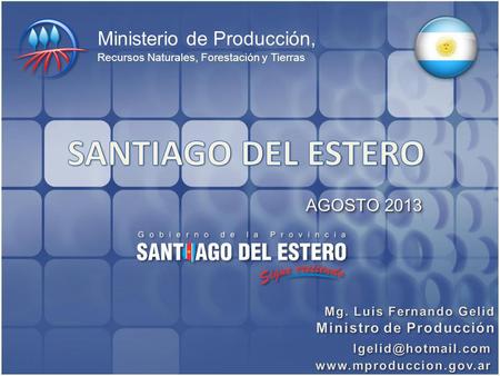Ministerio de Producción, Recursos Naturales, Forestación y Tierras AGOSTO 2013.
