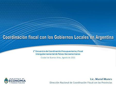 Coordinación fiscal con los Gobiernos Locales en Argentina