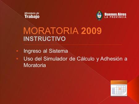 MORATORIA 2009 INSTRUCTIVO Ingreso al Sistema Uso del Simulador de Cálculo y Adhesión a Moratoria.