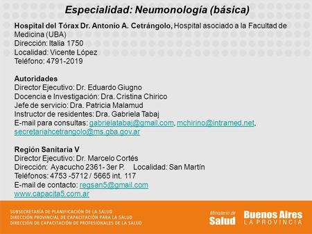 Especialidad: Neumonología (básica)