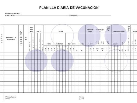 PLANILLA DIARIA DE VACUNACION
