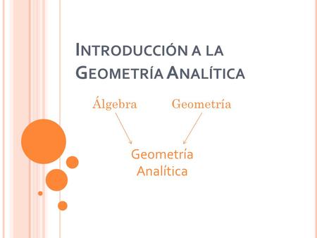 Introducción a la Geometría Analítica