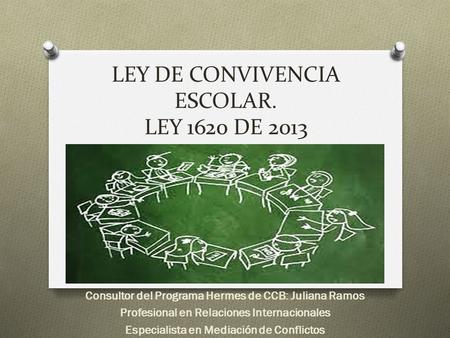 LEY DE CONVIVENCIA ESCOLAR. LEY 1620 DE 2013