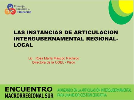 LAS INSTANCIAS DE ARTICULACION INTERGUBERNAMENTAL REGIONAL-LOCAL