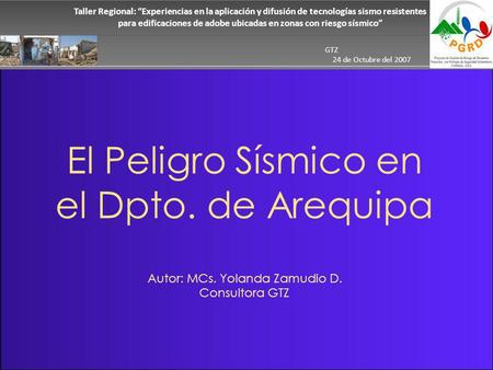 El Peligro Sísmico en el Dpto. de Arequipa