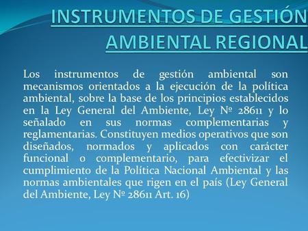 INSTRUMENTOS DE GESTIÓN AMBIENTAL REGIONAL