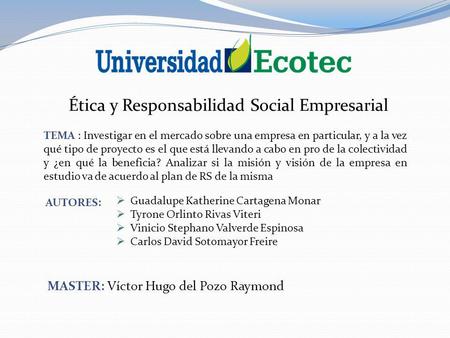 Ética y Responsabilidad Social Empresarial