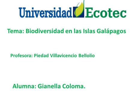 Tema: Biodiversidad en las Islas Galápagos