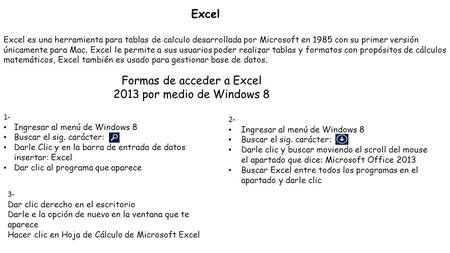 Formas de acceder a Excel 2013 por medio de Windows 8
