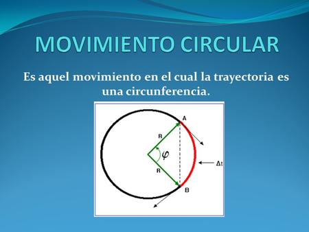 Es aquel movimiento en el cual la trayectoria es una circunferencia.