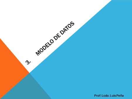 3. Modelo de datos Prof: Lcdo. Luis Peña.