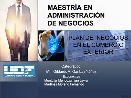PLAN DE NEGOCIOS EN EL COMERCIO EXTERIOR Catedrático: Mtr. Gildardo A. Garibay Yáñez Exponentes.