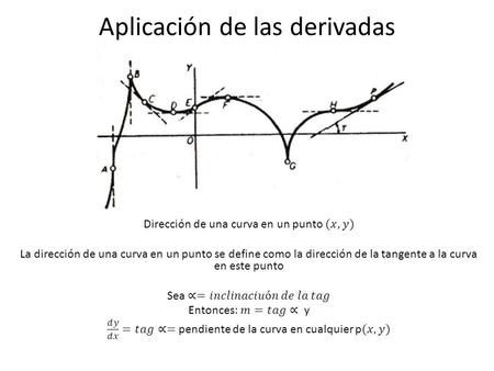 Aplicación de las derivadas. Hallas las ecuaciones de la tangente y de la normal las curvas siguientes en los puntos dados.