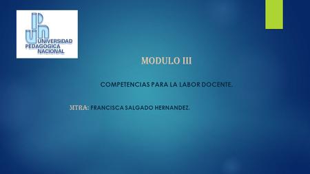MODULO III COMPETENCIAS PARA LA LABOR DOCENTE. MTRA: FRANCISCA SALGADO HERNANDEZ.