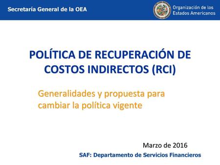 POLÍTICA DE RECUPERACIÓN DE COSTOS INDIRECTOS (RCI)