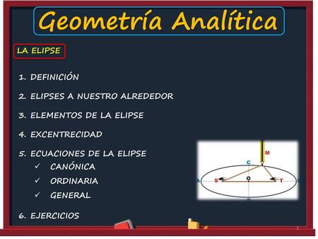 Geometría Analítica LA ELIPSE DEFINICIÓN ELIPSES A NUESTRO ALREDEDOR