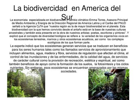 La biodivercidad en America del Sur