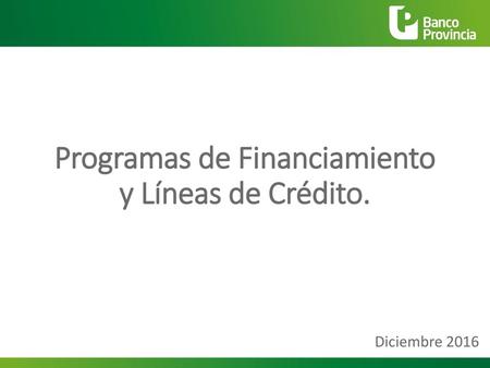 Programas de Financiamiento y Líneas de Crédito.