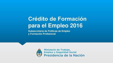 Crédito de Formación para el Empleo 2016