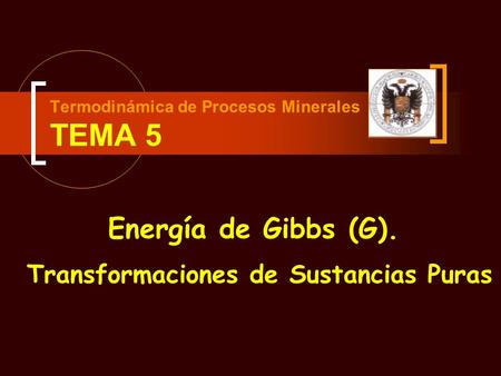 Termodinámica de Procesos Minerales TEMA 5