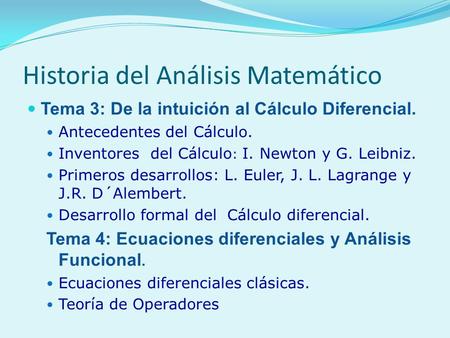 Historia del Análisis Matemático