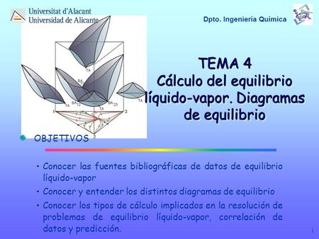 TEMA 4 Cálculo del equilibrio líquido-vapor. Diagramas de equilibrio