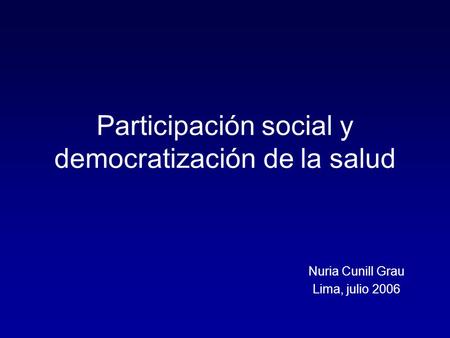 Participación social y democratización de la salud
