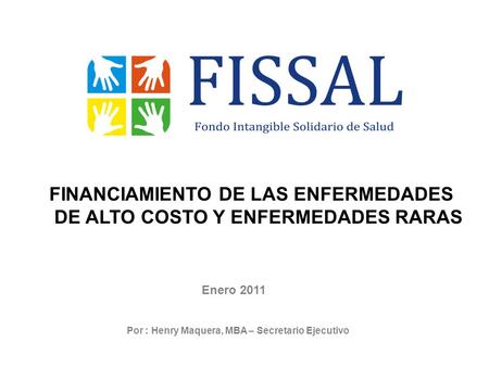 Enero 2011 Por : Henry Maquera, MBA – Secretario Ejecutivo FINANCIAMIENTO DE LAS ENFERMEDADES DE ALTO COSTO Y ENFERMEDADES RARAS.