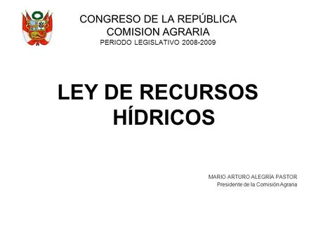 LEY DE RECURSOS HÍDRICOS