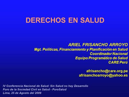 DERECHOS EN SALUD ARIEL FRISANCHO ARROYO