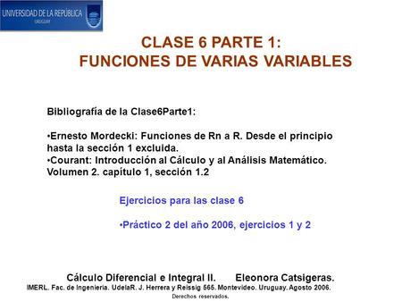 CLASE 6 PARTE 1: FUNCIONES DE VARIAS VARIABLES