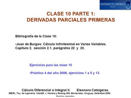 CLASE 10 PARTE 1: DERIVADAS PARCIALES PRIMERAS