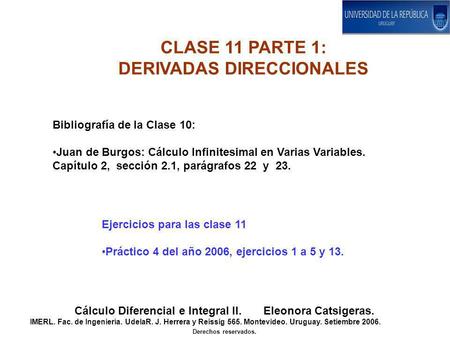 CLASE 11 PARTE 1: DERIVADAS DIRECCIONALES