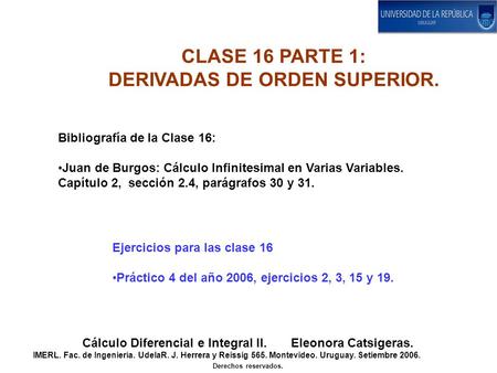 CLASE 16 PARTE 1: DERIVADAS DE ORDEN SUPERIOR.