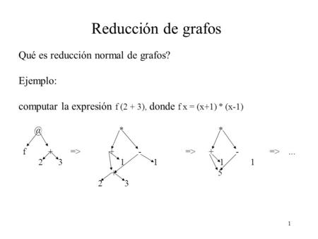 Reducción de grafos Qué es reducción normal de grafos? Ejemplo: