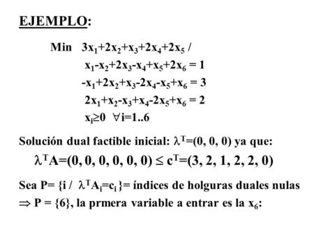 EJEMPLO: TA=(0, 0, 0, 0, 0, 0)  cT=(3, 2, 1, 2, 2, 0)