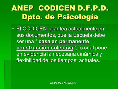 ANEP CODICEN D.F.P.D. Dpto. de Psicología