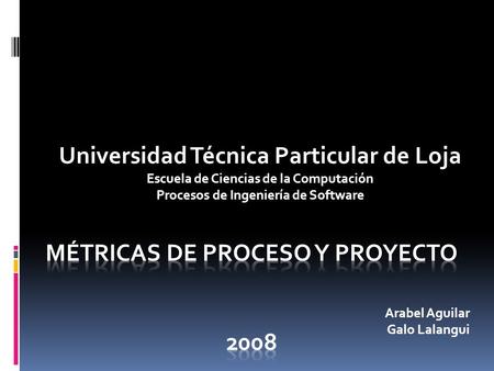 MÉTRICAS DE PROCESO Y PROYECTO 2008