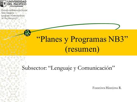“Planes y Programas NB3” (resumen)