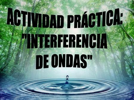 ACTIVIDAD PRÁCTICA: INTERFERENCIA DE ONDAS.