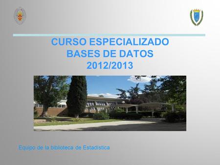 CURSO ESPECIALIZADO BASES DE DATOS 2012/2013 Equipo de la biblioteca de Estadística.