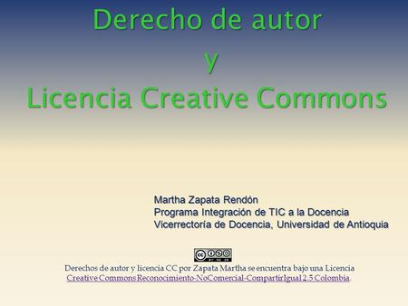 Derecho de autor y Licencia Creative Commons