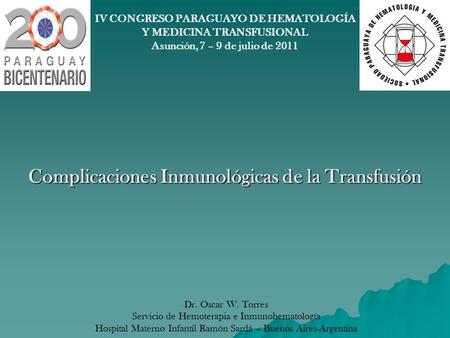 Complicaciones Inmunológicas de la Transfusión