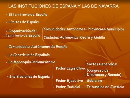 LAS INSTITUCIONES DE ESPAÑA Y LAS DE NAVARRA