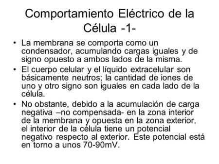 Comportamiento Eléctrico de la Célula -1-