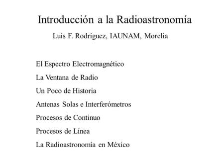 Introducción a la Radioastronomía